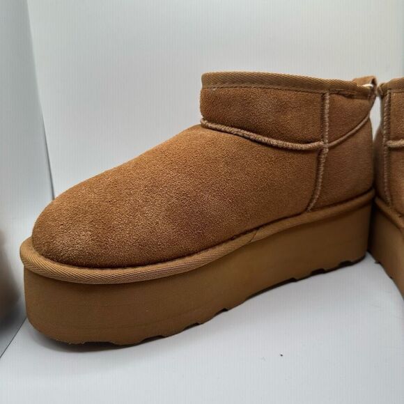 CUSHIONAIRE Women's Genuine Suede pull platform boot +Memory Foam 9 CHESTNUT - Picture 7 of 7